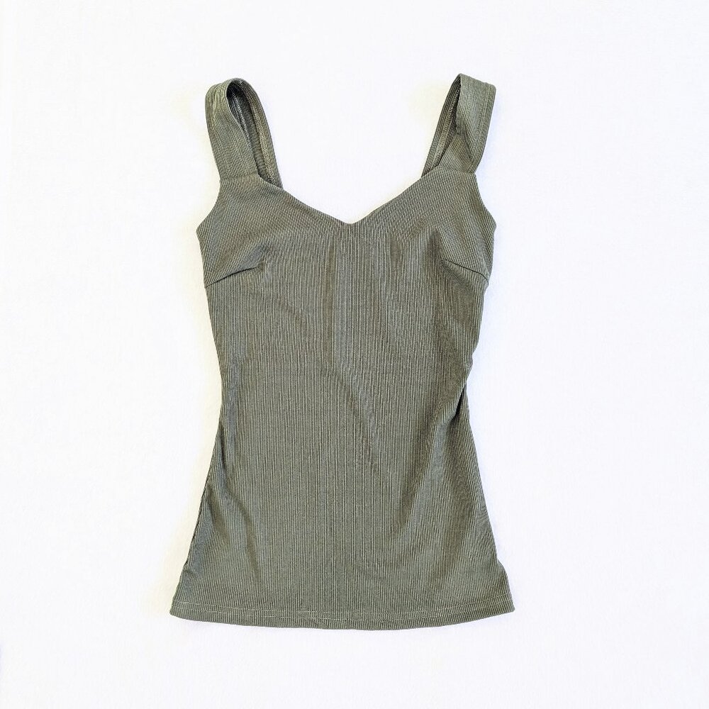 Sweetheart Tank Top, Olive Green, size Small
